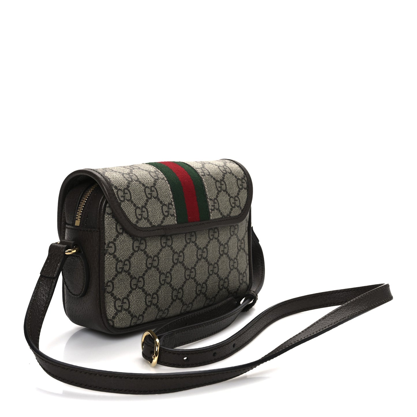 GG Supreme Monogram Textured Dollar Calfskin Mini Ophidia Flap Shoulder Bag Beige Ebony New Acero