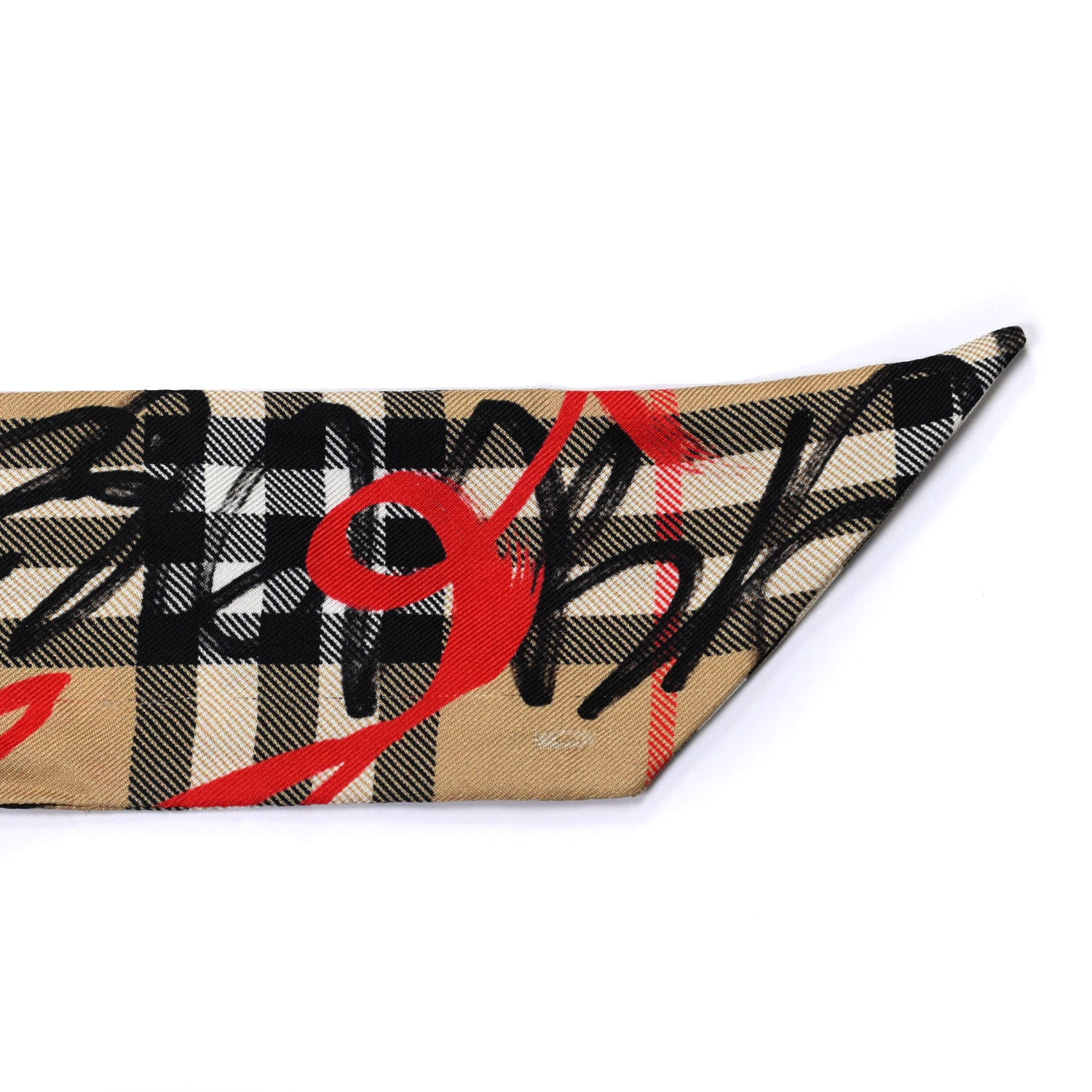 Burberry Silk Vintage Check Scribble Print Skinny Scarf Archive Beige 3 of 3