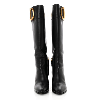 Valentino Garavani Calfskin Vlogo Knee High 85mm Boots 36 Black 2 of 14