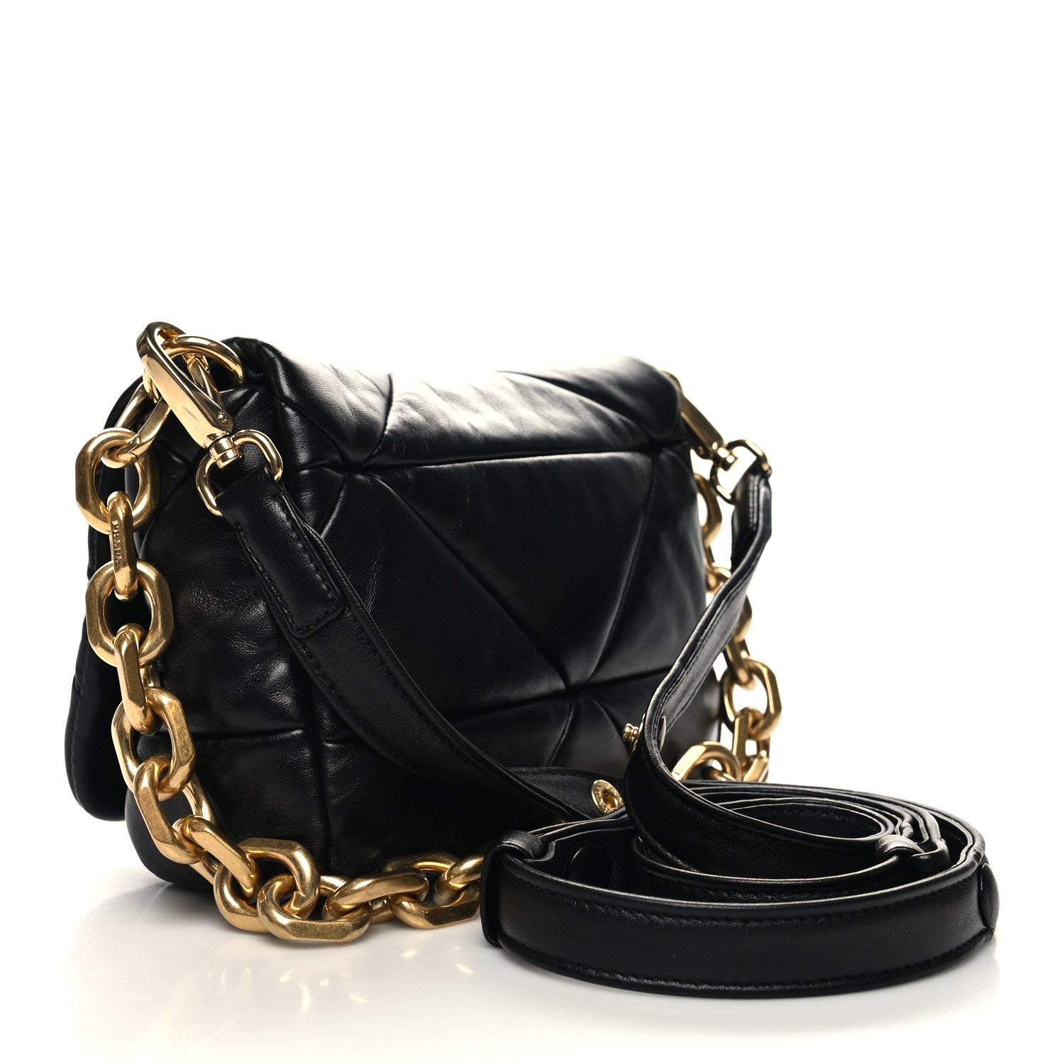 Prada Nappa Metal Quilted Small Patchwork System Flap Bag Black 3 of 9