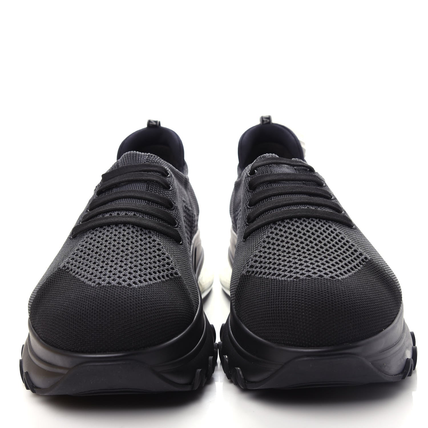 Fendi Jersey Vitello Bi-Color Mens Low Top Sneakers 10 Black Fumo 5 of 11