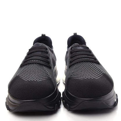 Fendi Jersey Vitello Bi-Color Mens Low Top Sneakers 10 Black Fumo 5 of 11