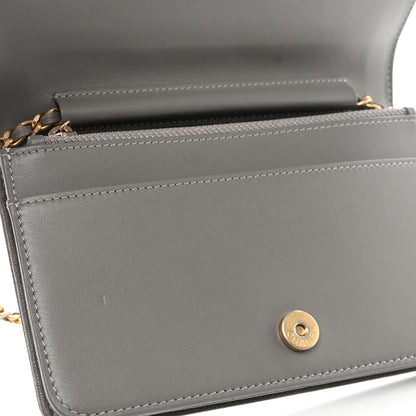 Chanel Caviar Quilted Boy Wallet On Chain WOC Grey 12 of 13