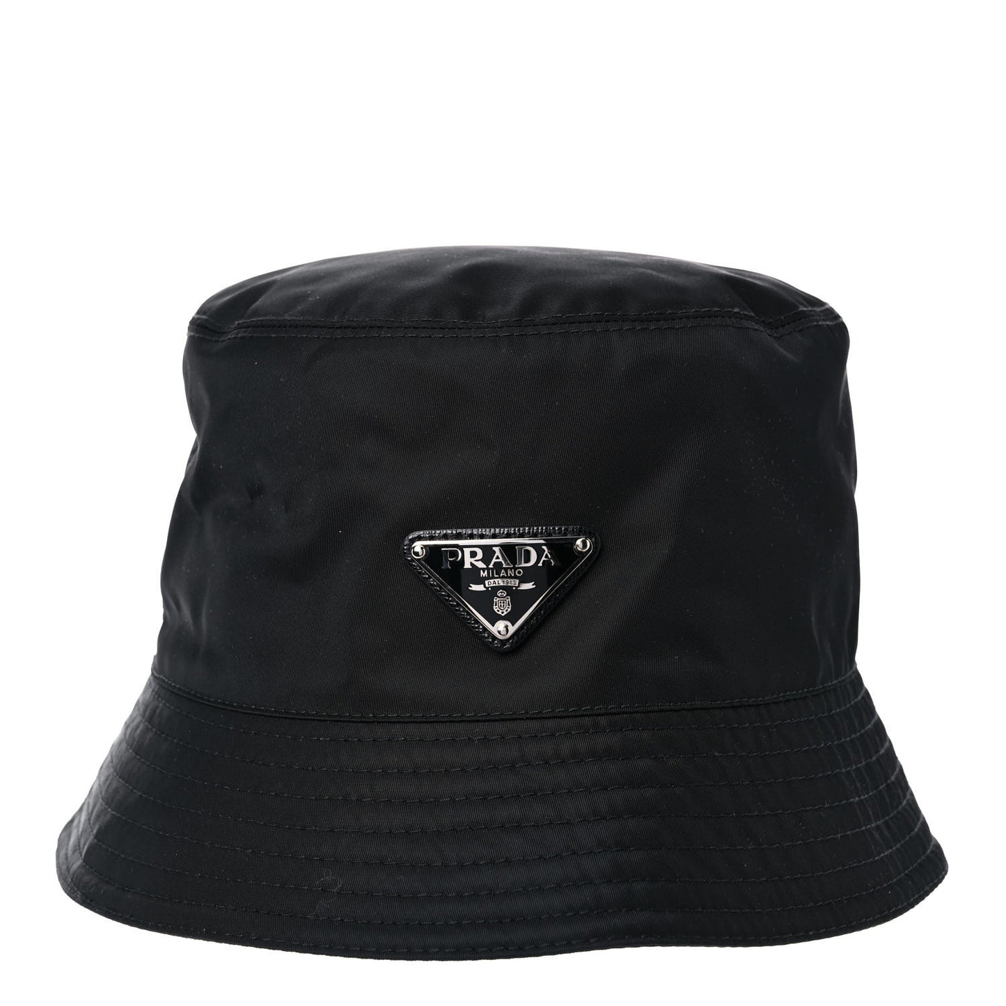 Re-Nylon Metal Triangle Logo Womens Bucket Hat M Black