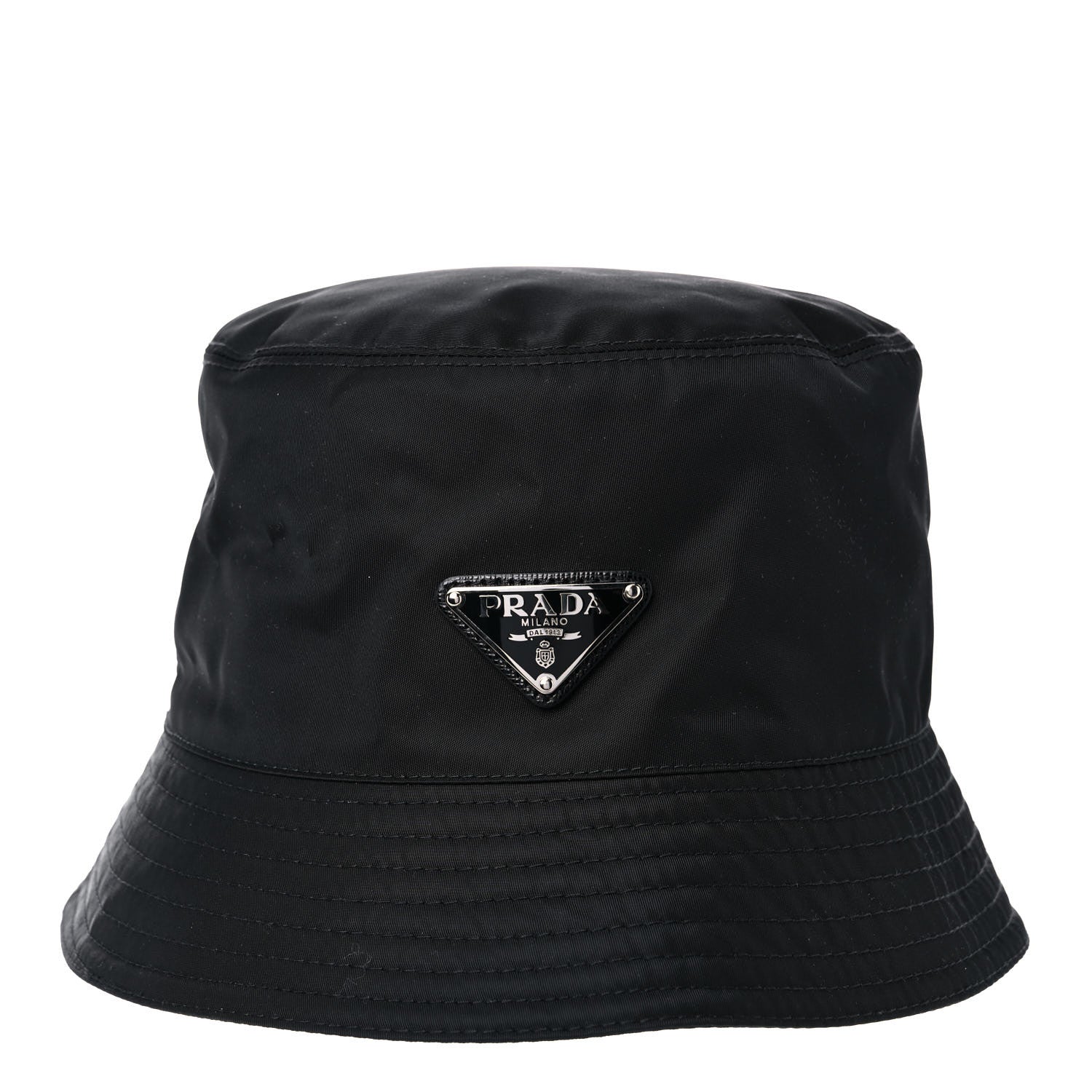 Prada Re-Nylon Metal Triangle Logo Womens Bucket Hat M Black 5 of 7