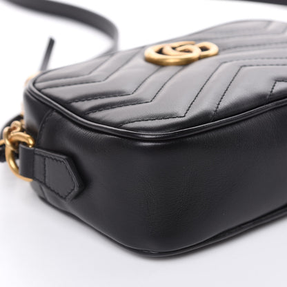Gucci Calfskin Matelasse Mini GG Marmont Chain Shoulder Bag Black 8 of 10
