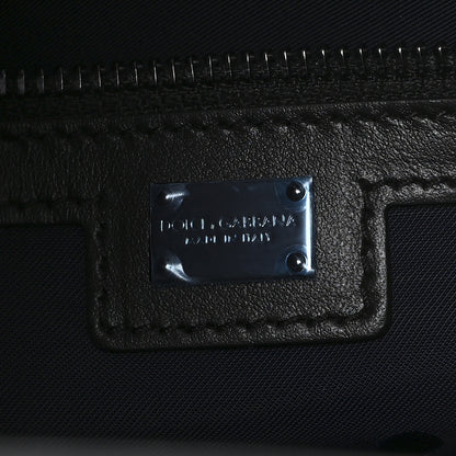Dolce & Gabbana DOLCE GABBANA Canvas Calfskin Embroidered Logo Edge Shopper Tote Oceano Black 6 of 10