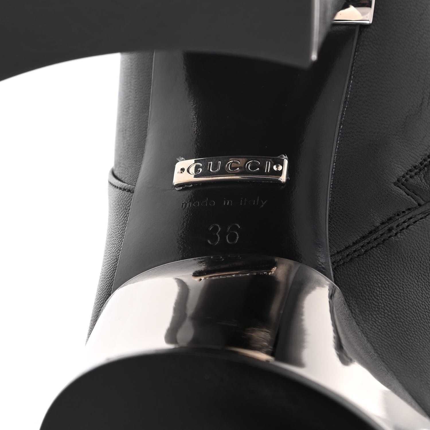 Gucci Malaga Kid Chrome Ankle Boots 36 Black 8 of 14