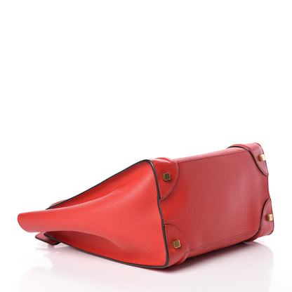 Celine Drummed Calfskin Mini Luggage Red 4 of 9