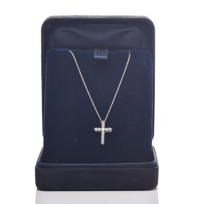 Tiffany Platinum Diamond Small Cross Pendant Necklace 8 of 8