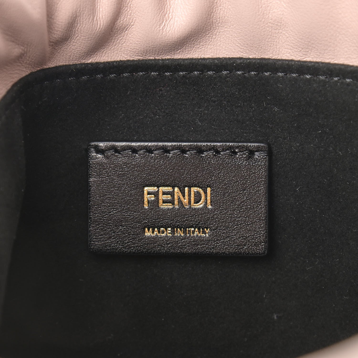Fendi Soft Nappa Logo Small Drawstring Pouch Bag Rosa Quarzo Black 6 of 9