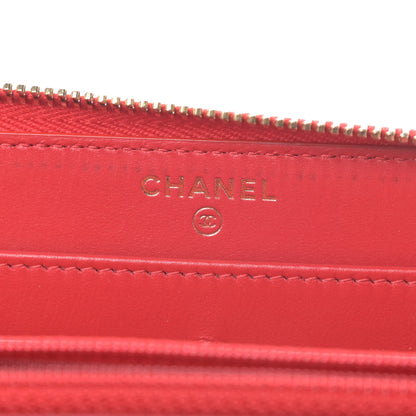 Chanel Caviar Quilted Filigree Zip Around Wallet Red 6 of 9