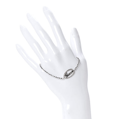 Gucci 18K White Gold Diamond Script Logo Chain Bracelet 2 of 5