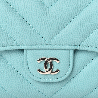 Chanel Caviar Chevron Quilted Card Holder Wallet Green 9 of 9