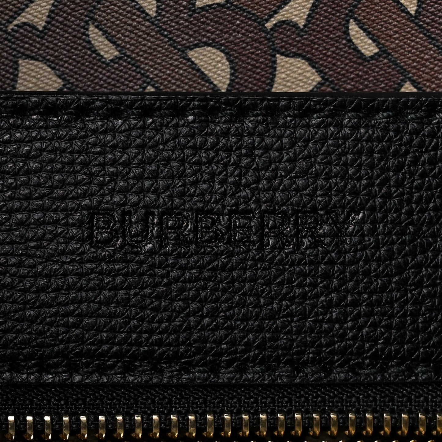 Calfskin TB Motif Embossed Medium Tote Black