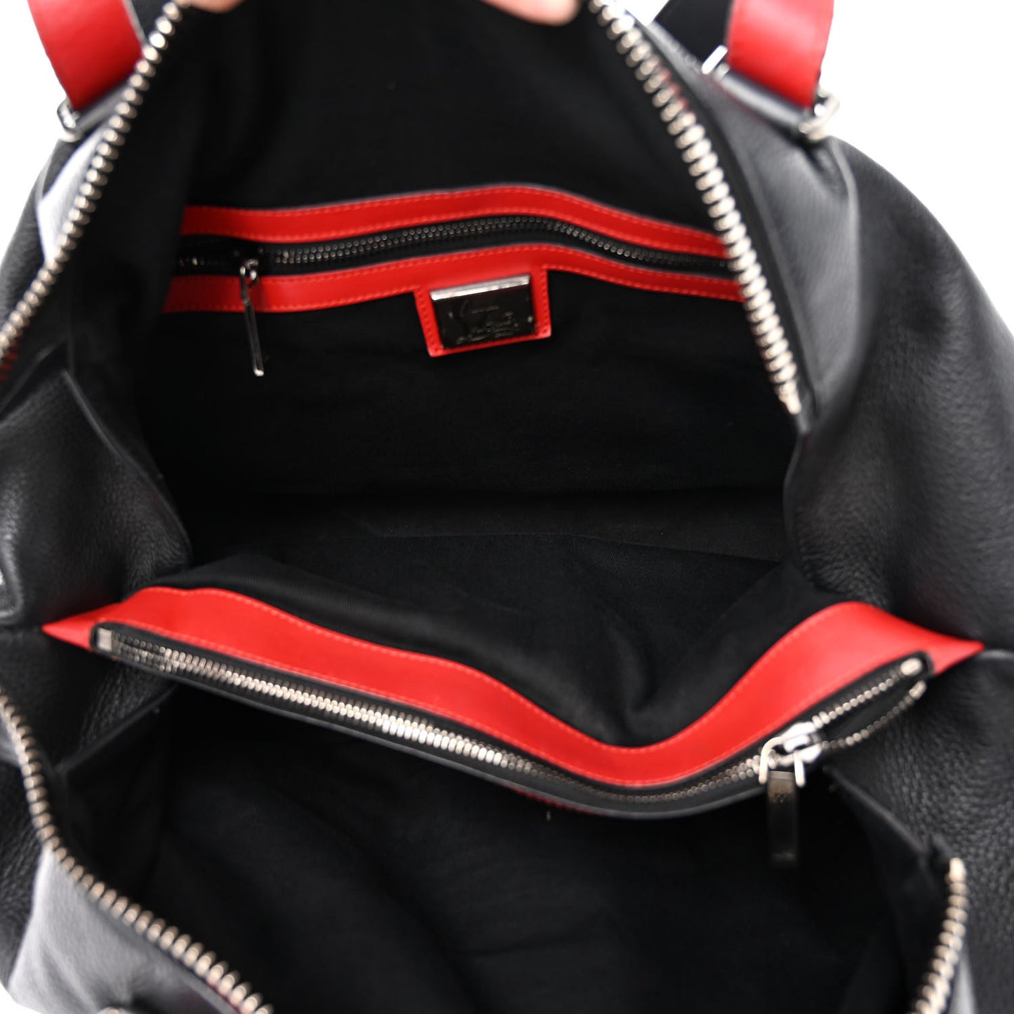 Grained Calfskin Studded Duffle Black