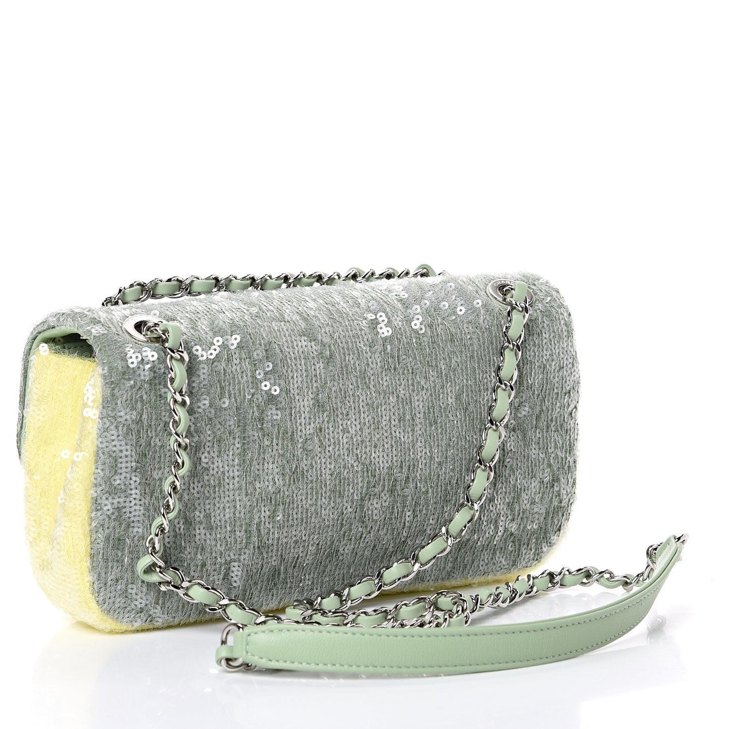 Sequin Mini Waterfall Flap Green Light Green Yellow