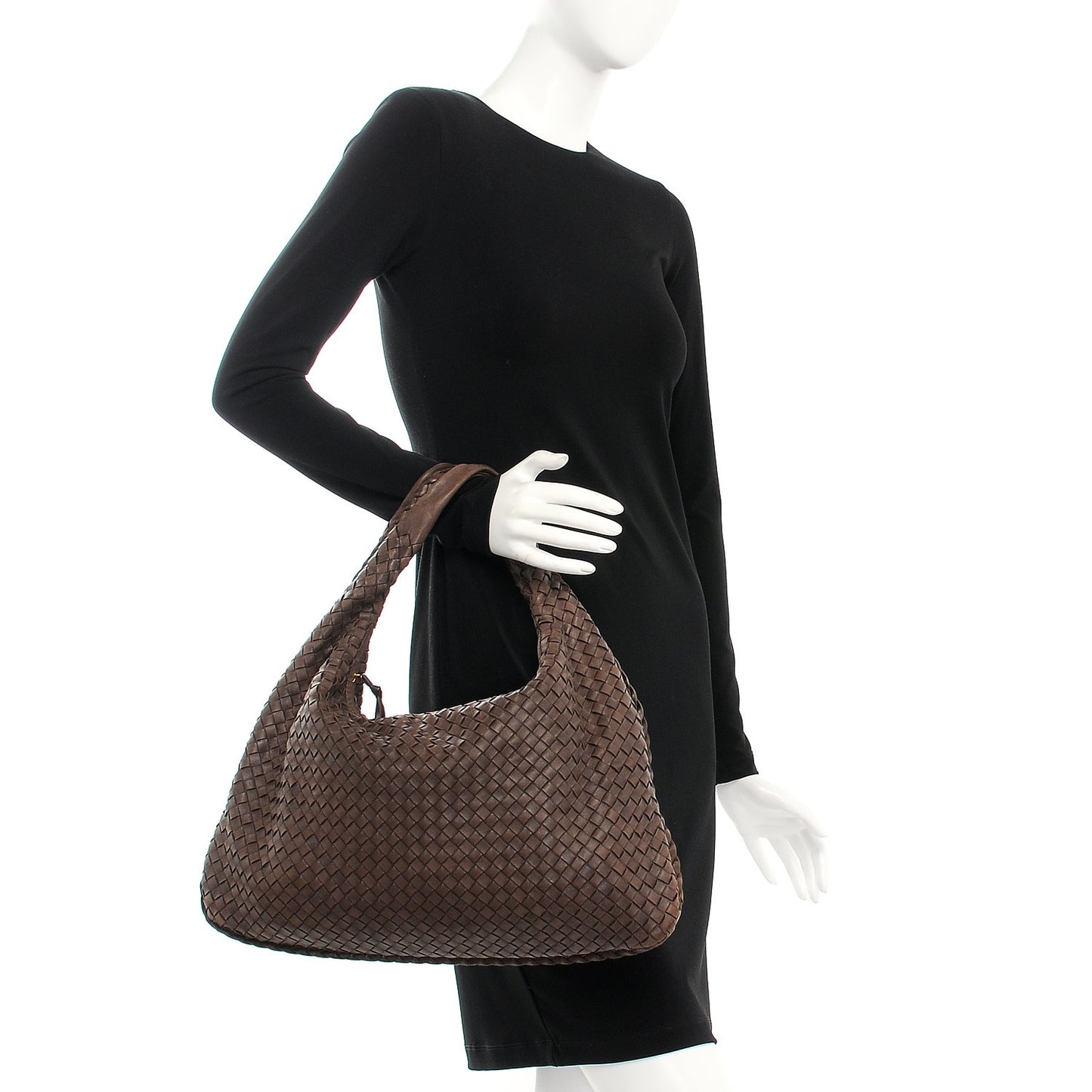 Nappa Intrecciato Large Veneta Hobo Ebano