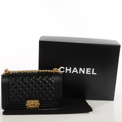 Chanel Lambskin Quilted Medium Boy Flap Black 5 of 9