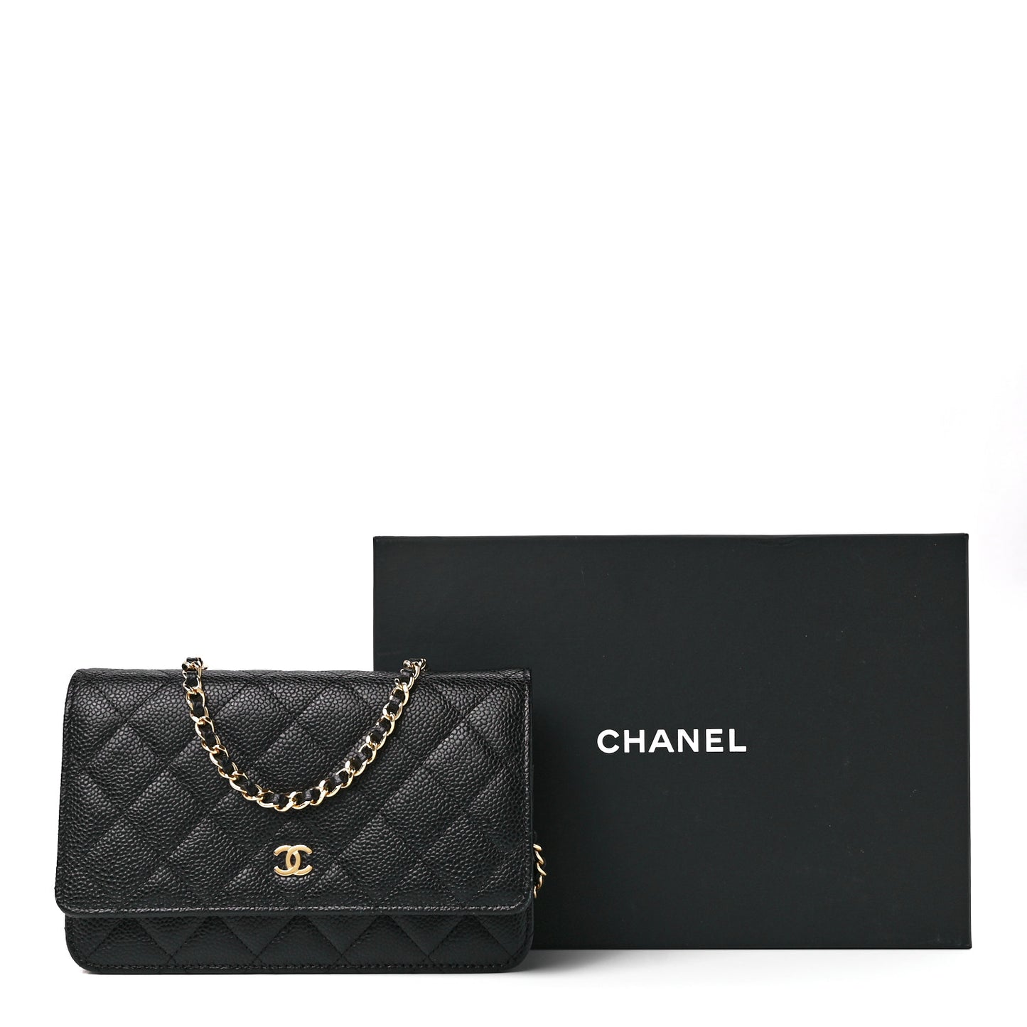 Caviar Quilted Wallet On Chain WOC Black