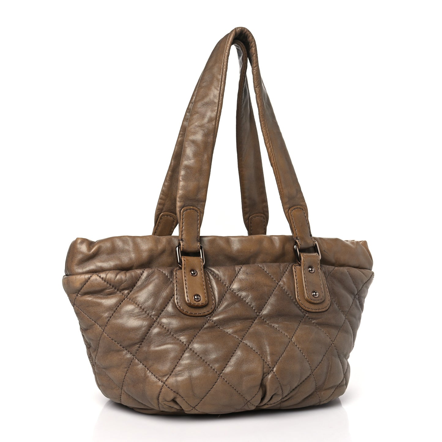 Lambskin Quilted Cloudy Bundle East West Tote Beige