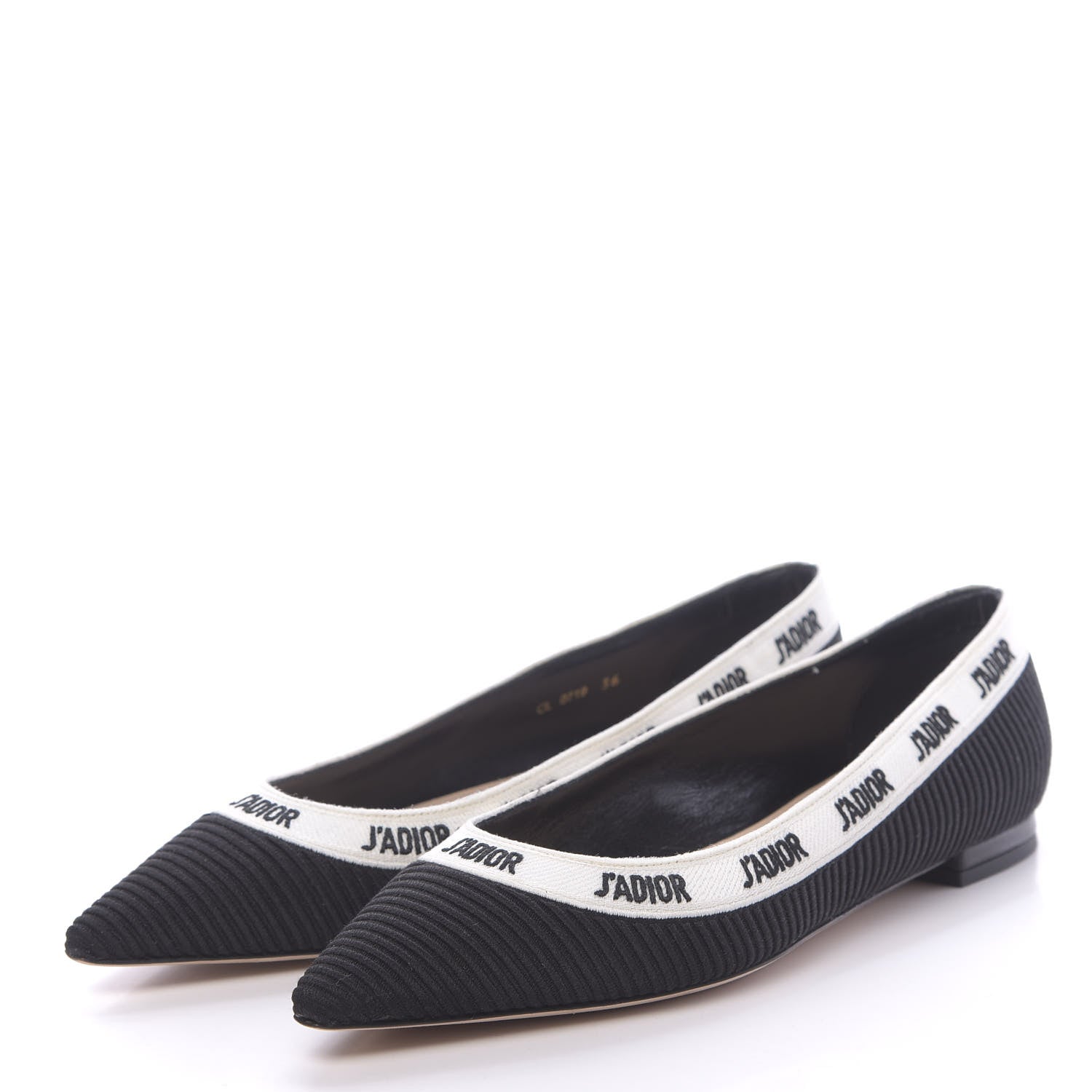 Christian Dior Fabric Ribbon Embroidered J'Adior Ballet Flats 36 Black 3 of 9