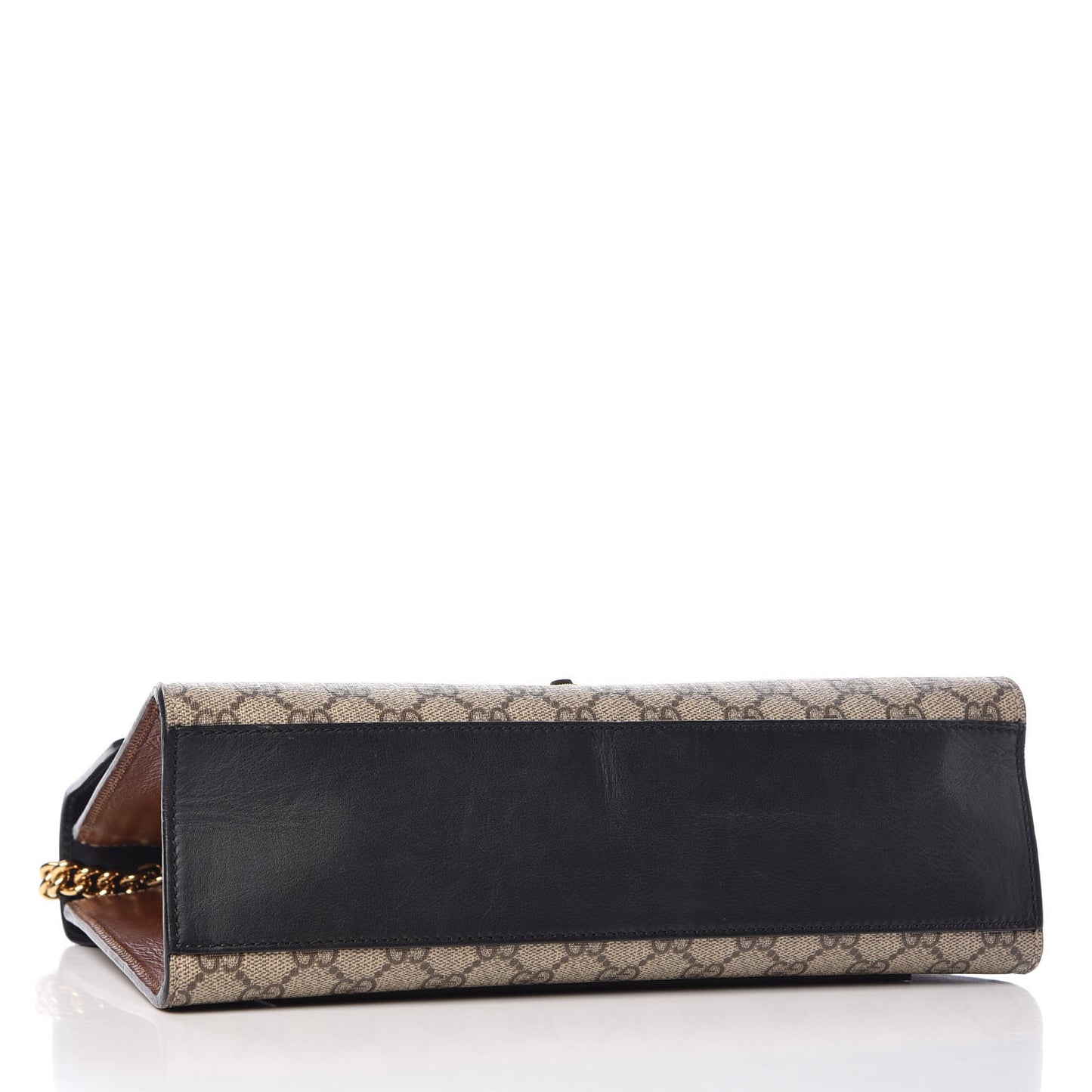 GG Supreme Monogram Calfskin Medium Padlock Shoulder Bag Beige Black Cuir