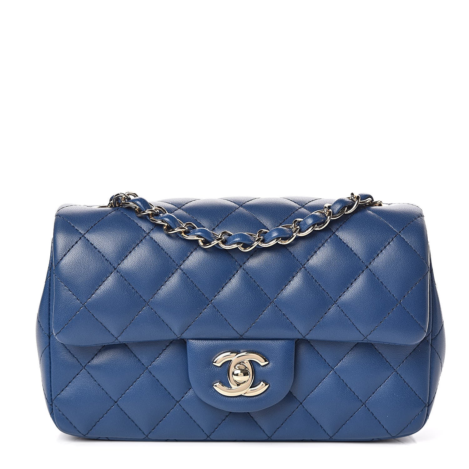 Chanel Lambskin Quilted Mini Rectangular Flap Blue 1 of 12