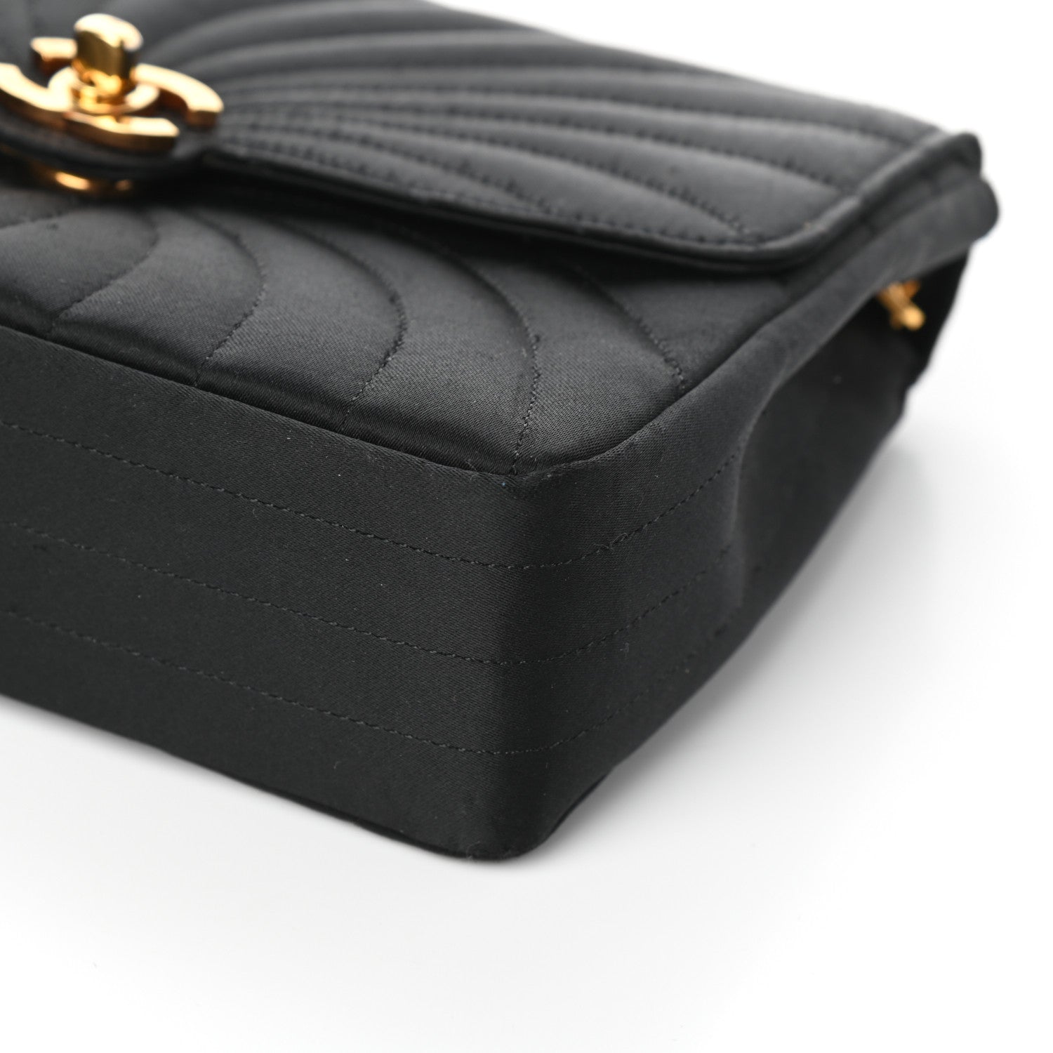 Chanel Satin Flap Shoulder Bag Black 10 of 10