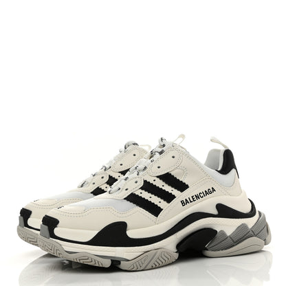 Balenciaga X ADIDAS Fabric Mesh Womens Triple S Sneakers 36 White Black Light Grey Grey 3 of 8