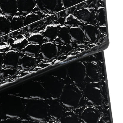 Saint Laurent Calfskin Crocodile Embossed Medium Classic Monogram Cassandra Top Handle Black Rouge Legion 10 of 11