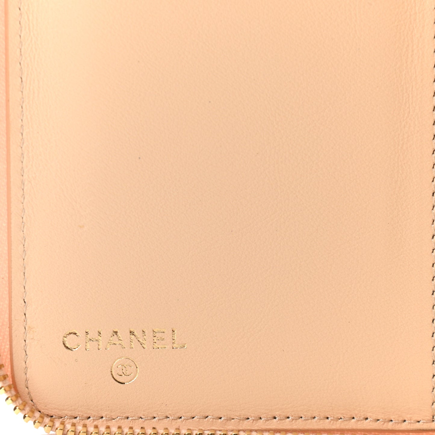 Caviar Quilted Large Zip Around Organizer Wallet Beige