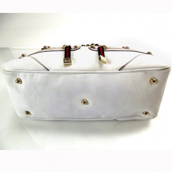 Leather Small Capri Tote White