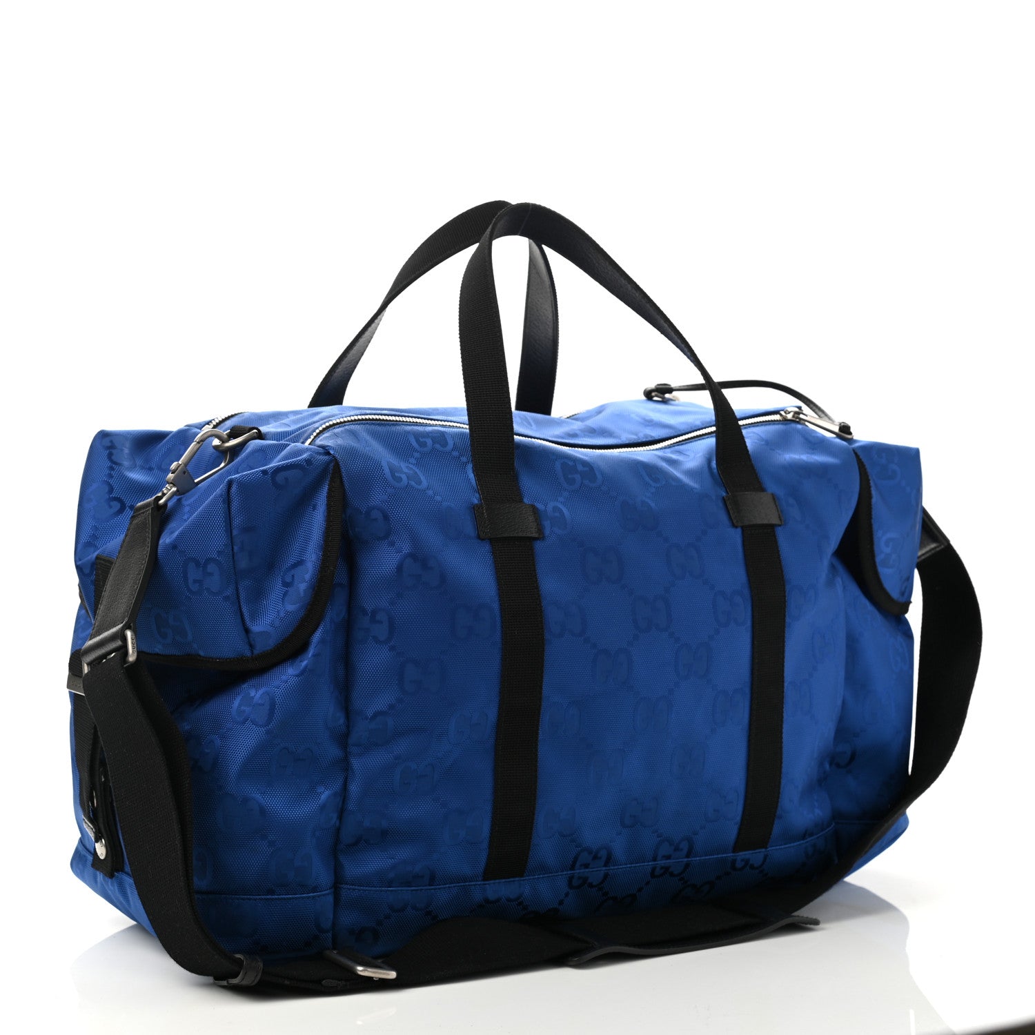 Gucci Econyl Nylon Monogram Off The Grid Duffle Bag Guilted Blue Black 2 of 9