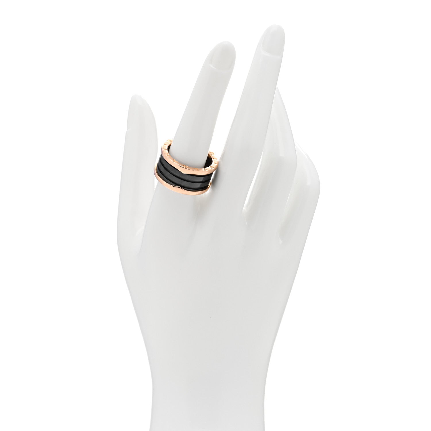 Bulgari 18K Rose Gold Black Ceramic B.Zero1 Four-Band Ring 58 8.5 2 of 6