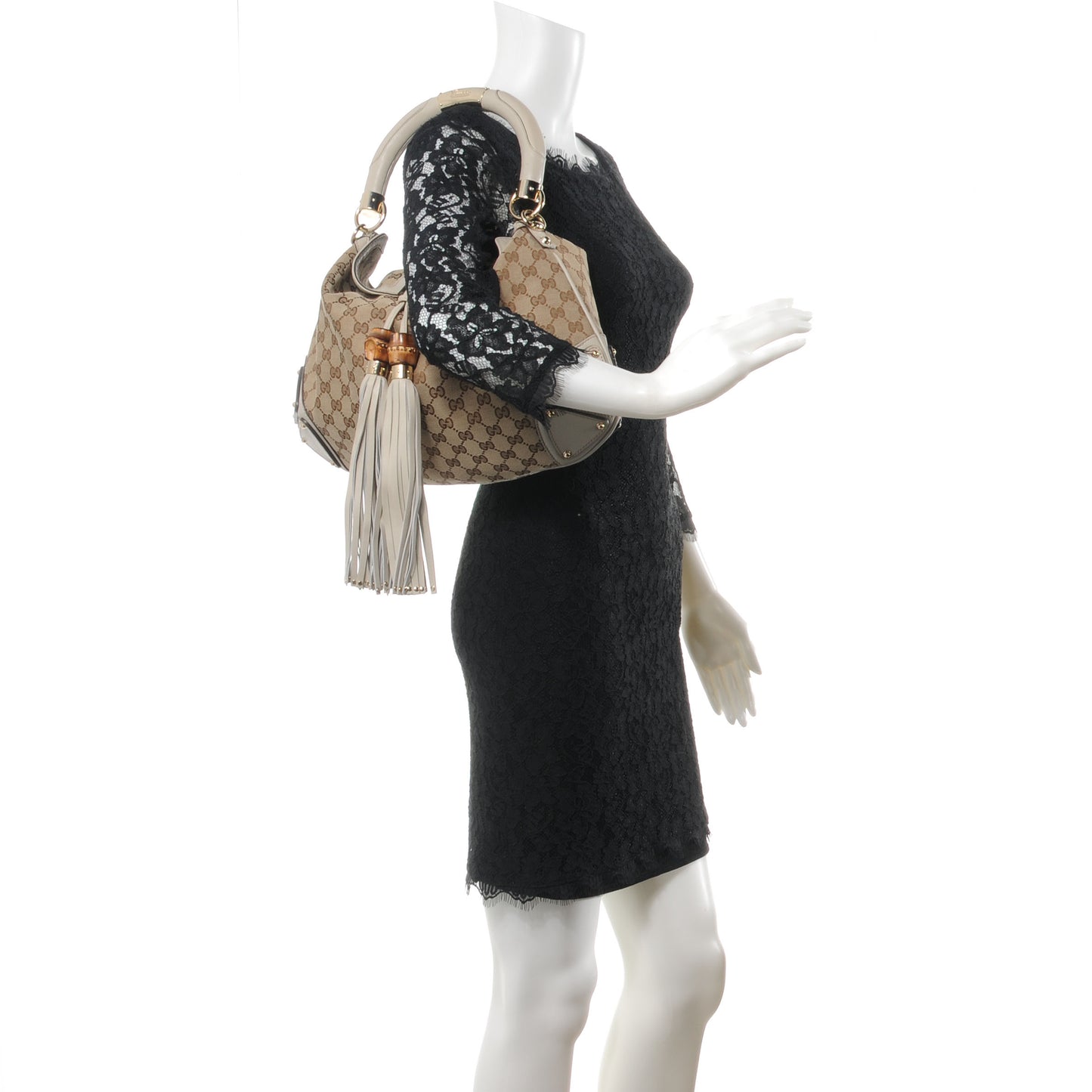 Monogram Medium Indy Top Handle Bag Off White