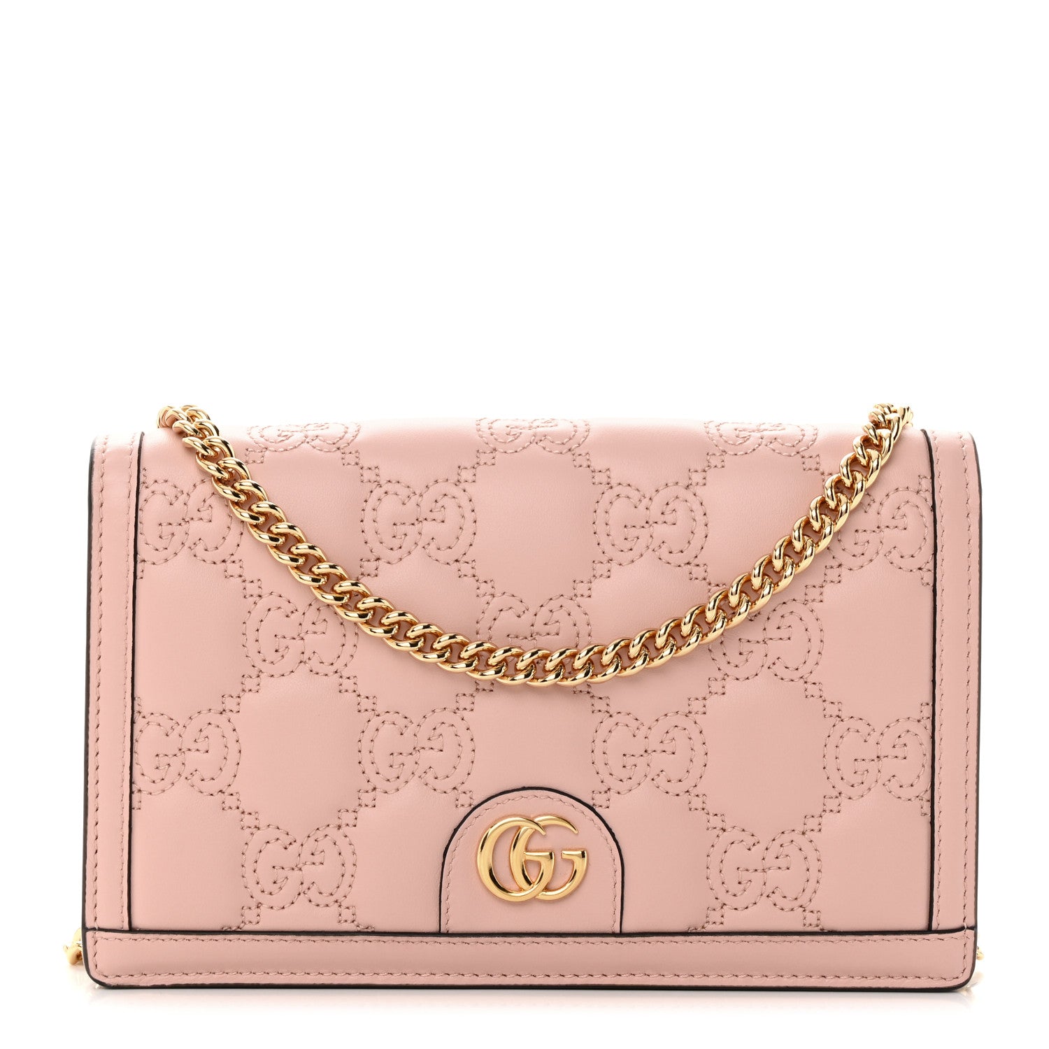 Gucci Calfskin GG Matelasse Chain Wallet Perfect Pink 1 of 12