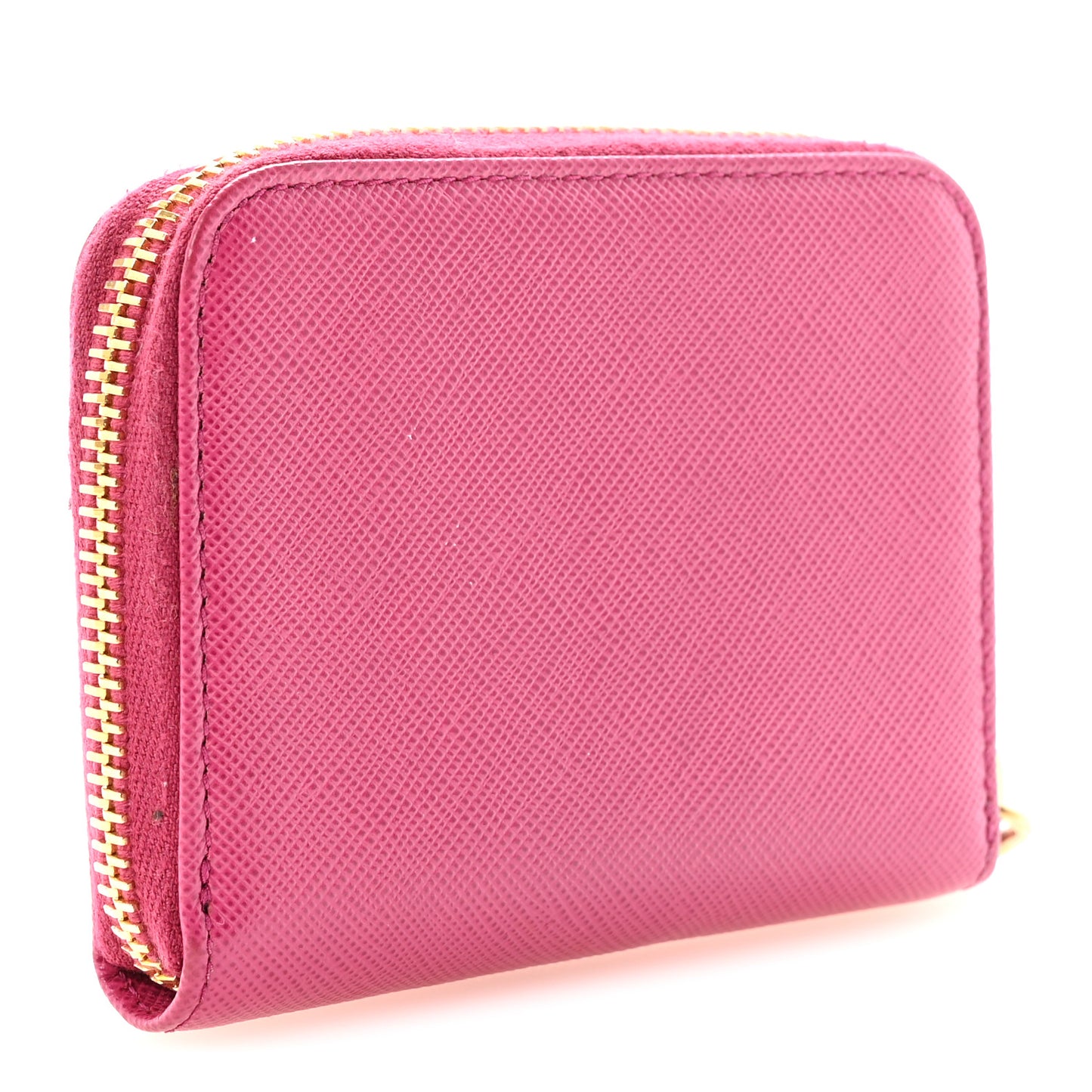 Saffiano Metal Zip Coin Purse Fuxia