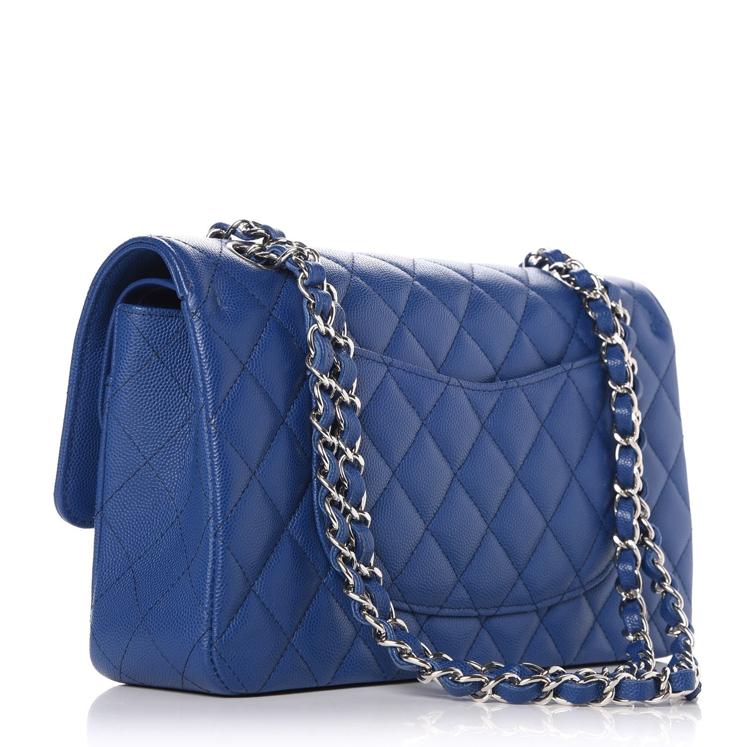Chanel Caviar Quilted Medium Double Flap Dark Blue 4 of 9