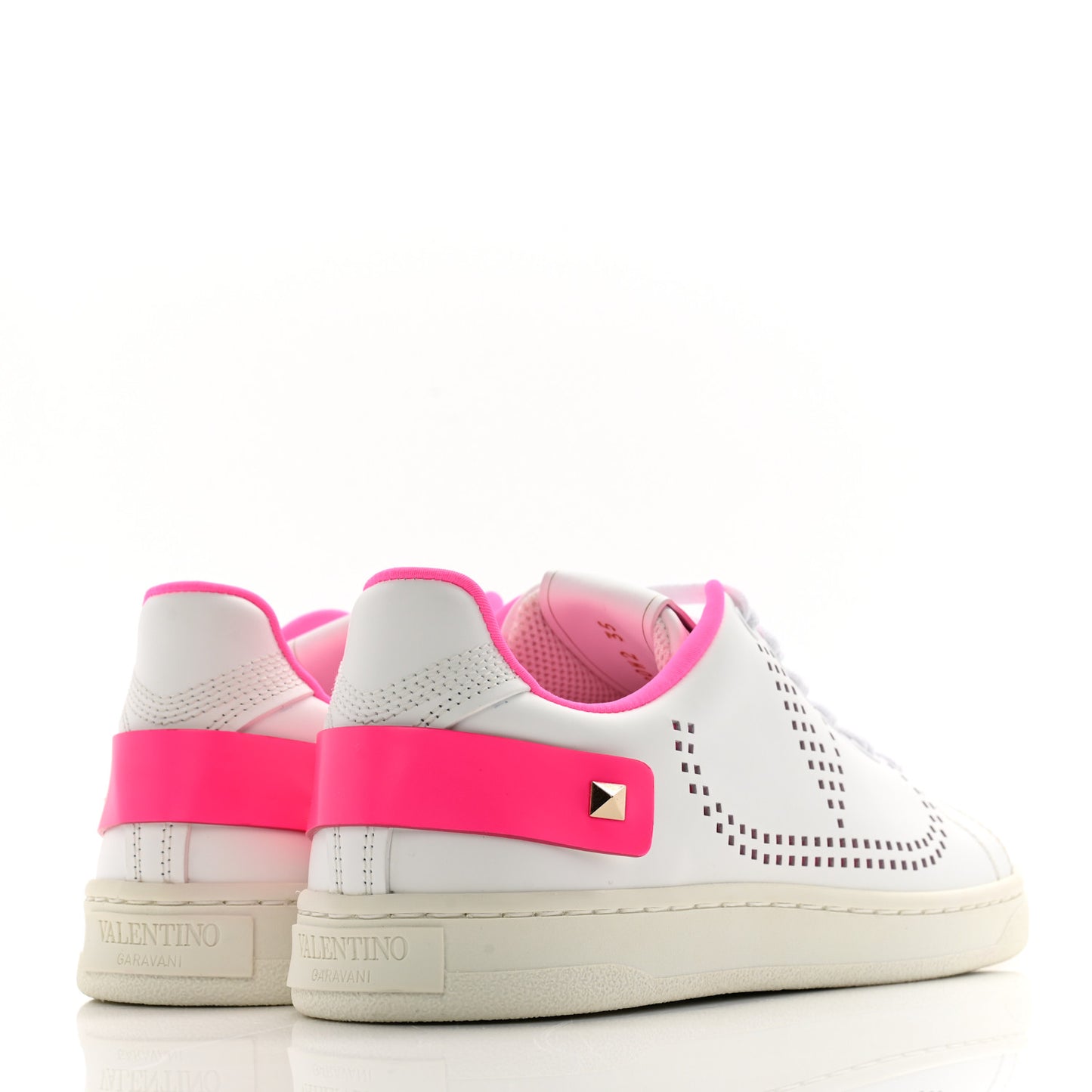 Calfskin Womens Backnet Sneakers 35 White Fuchsia