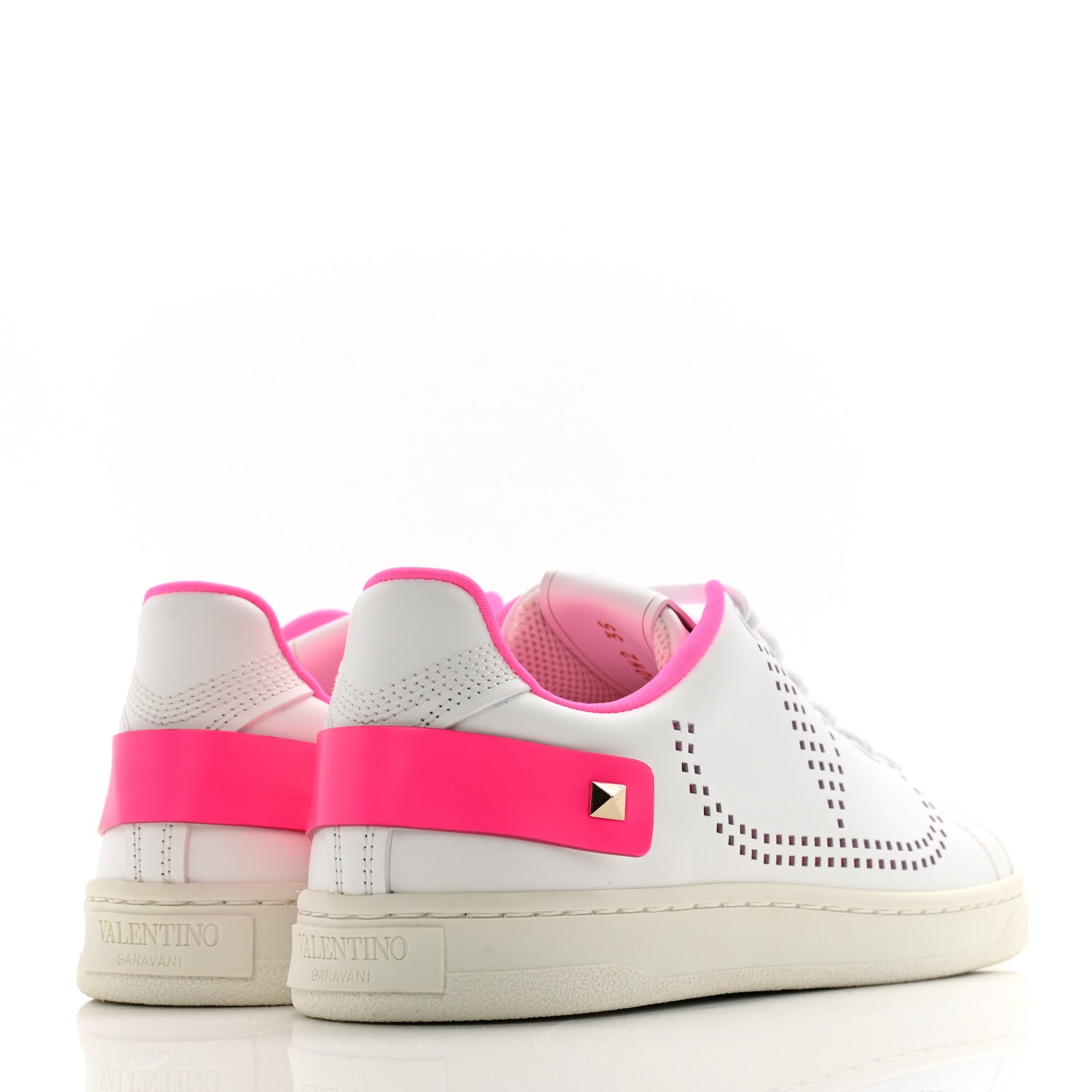 Valentino Garavani Calfskin Womens Backnet Sneakers 35 White Fuchsia 4 of 10
