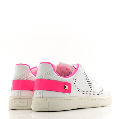 Valentino Garavani Calfskin Womens Backnet Sneakers 35 White Fuchsia 4 of 10
