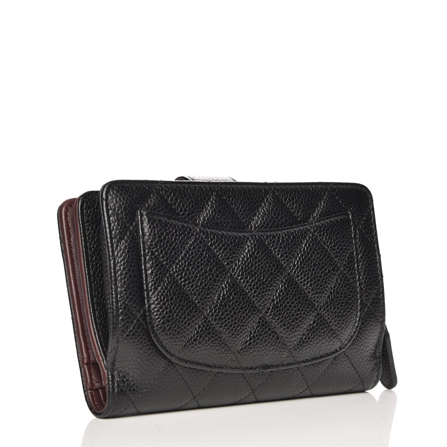 Caviar Quilted Zipped Pocket Wallet Black