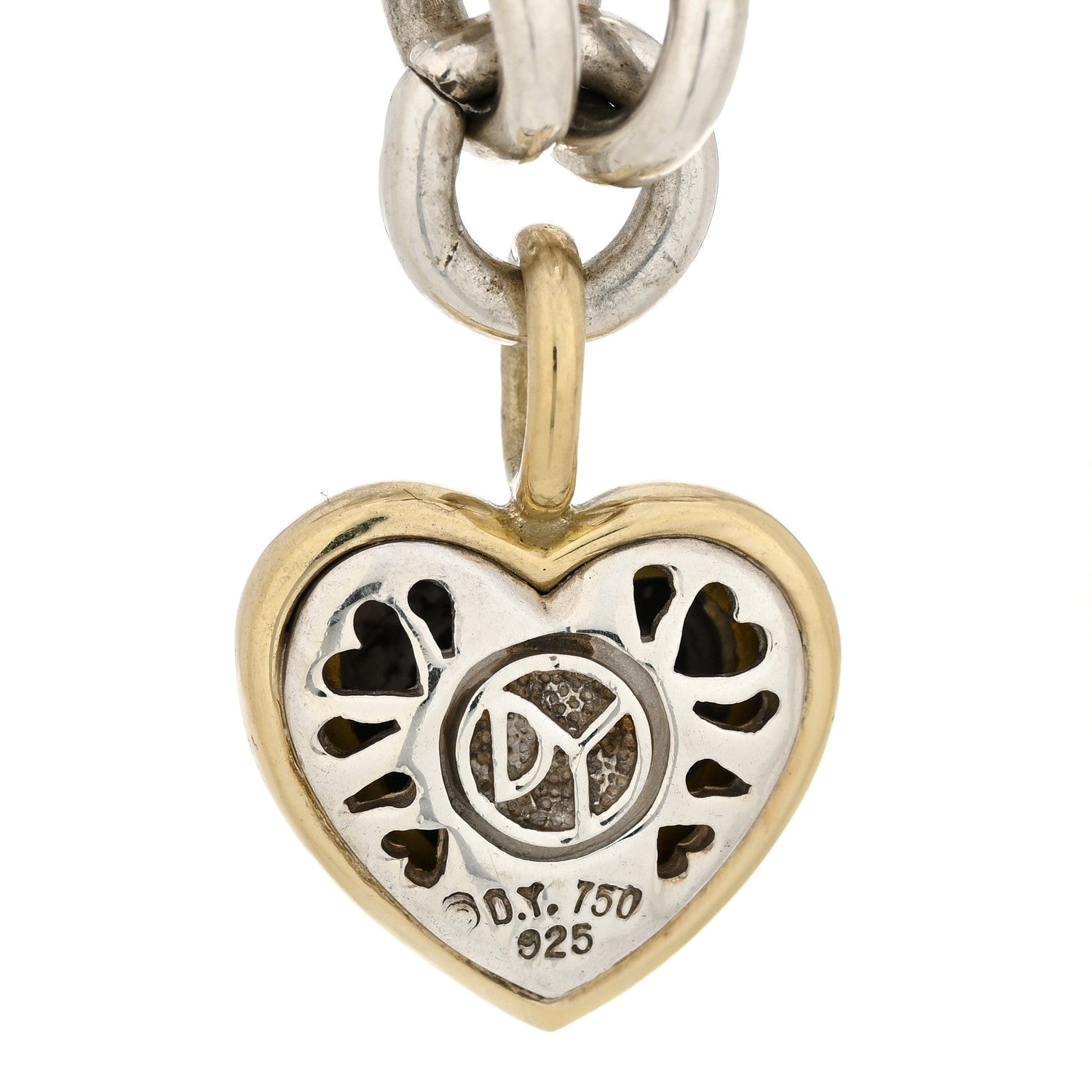 David Yurman Sterling Silver 18k Yellow Gold Cable Heart Charm Bracelet 3 of 3