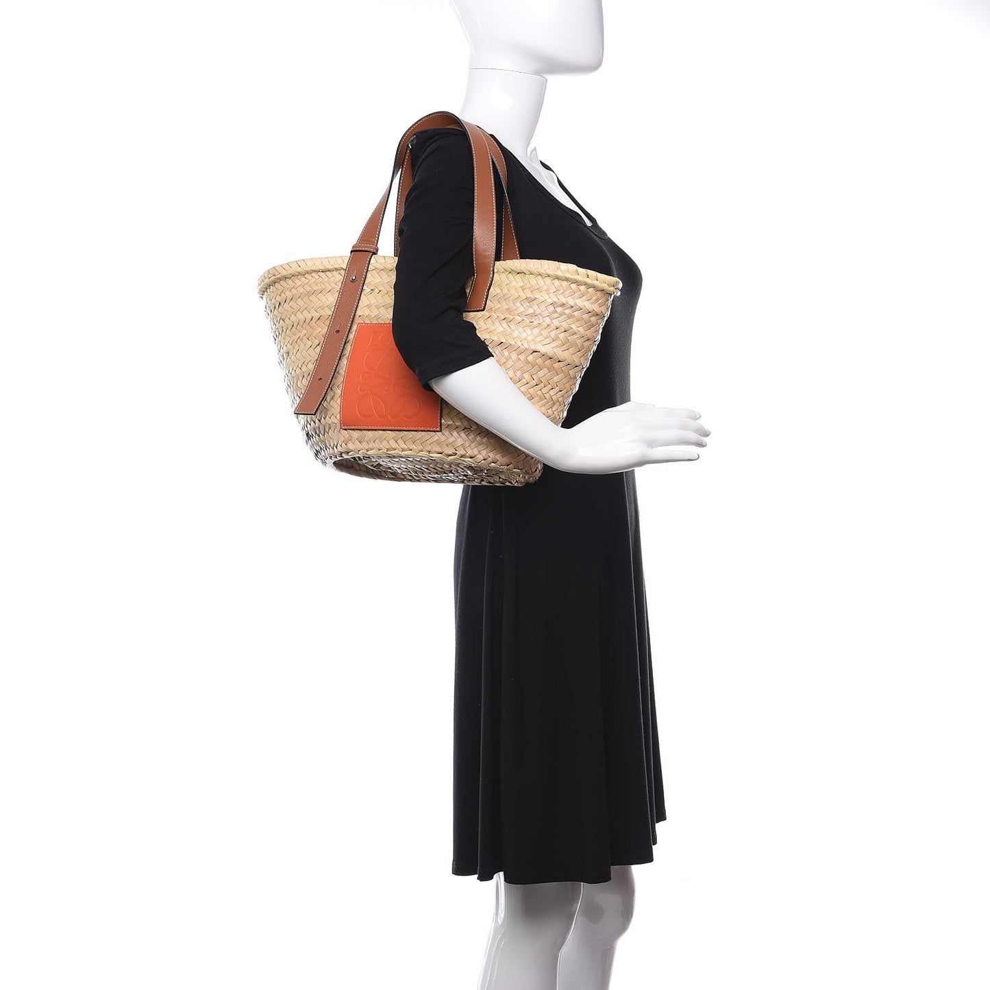 Raffia Basket Tote Bag Natural Tan Orange