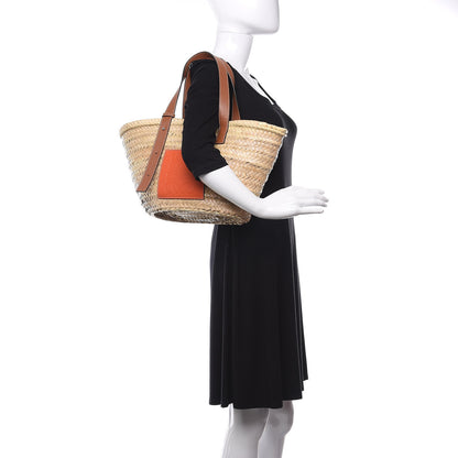 Loewe Raffia Basket Tote Bag Natural Tan Orange 2 of 9