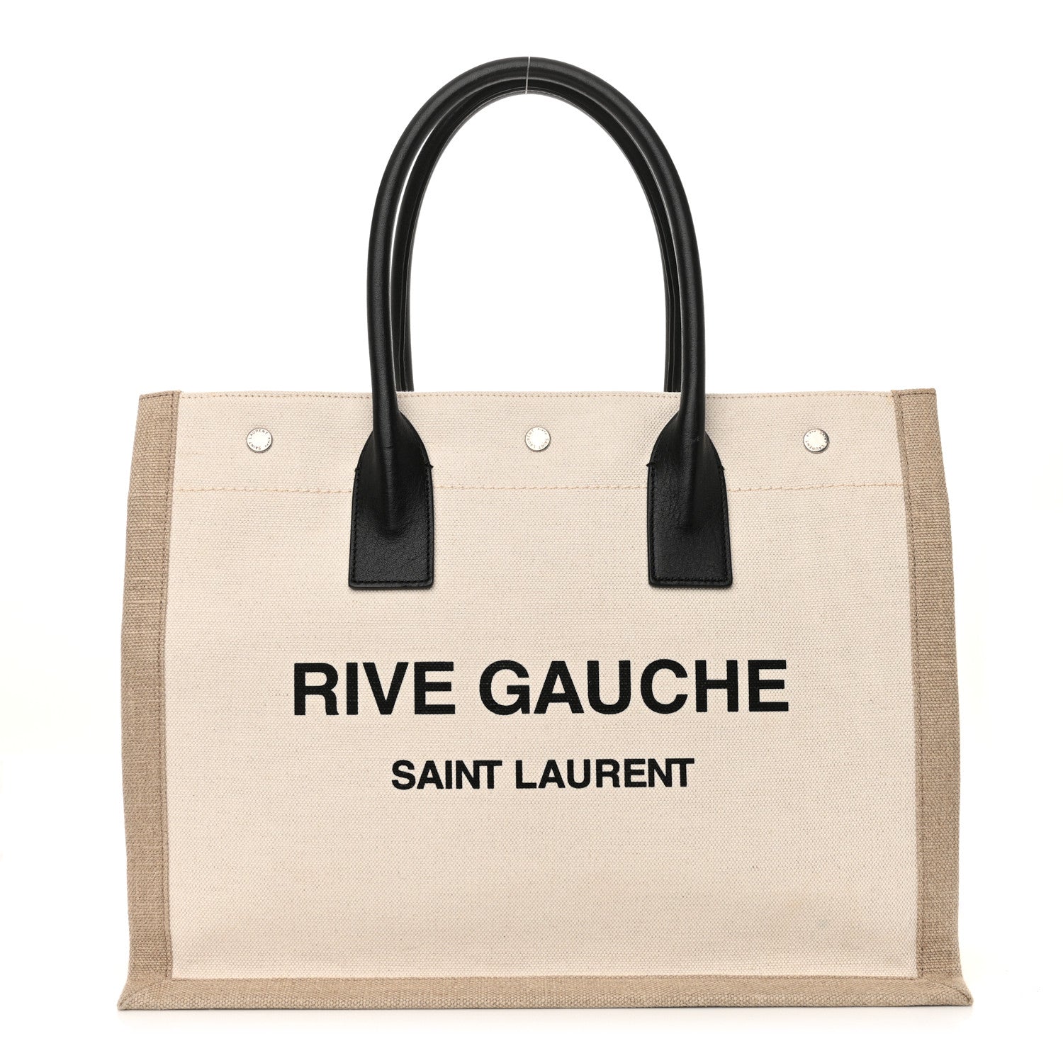 Saint Laurent Linen Calfskin Small Rive Gauche Tote Optic White 1 of 10
