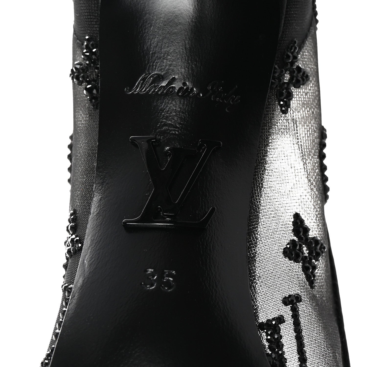 Louis Vuitton Monogram Mesh Strass Gala Pumps 35 Black 7 of 9
