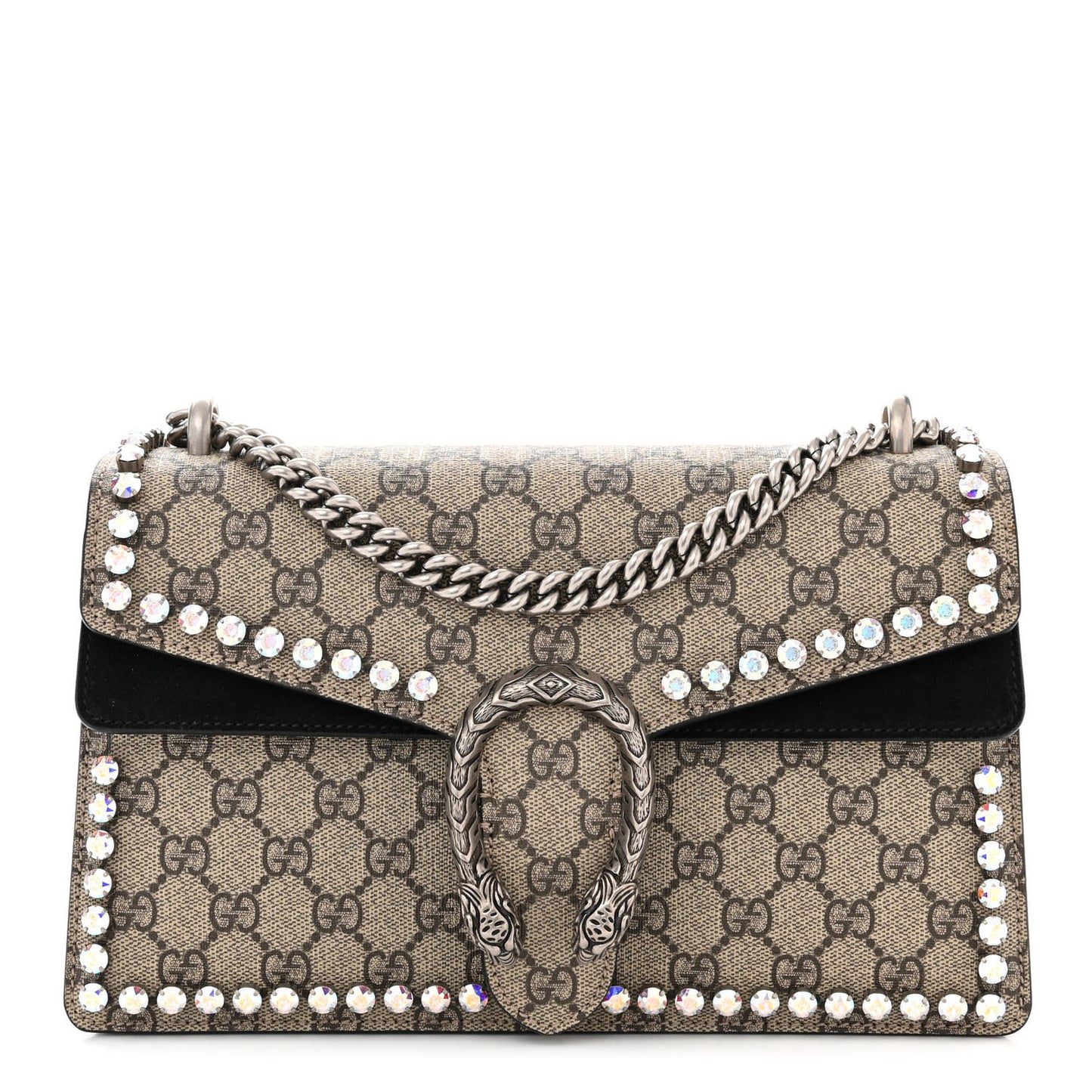 GG Supreme Monogram Crystal Small Dionysus Shoulder Bag Black