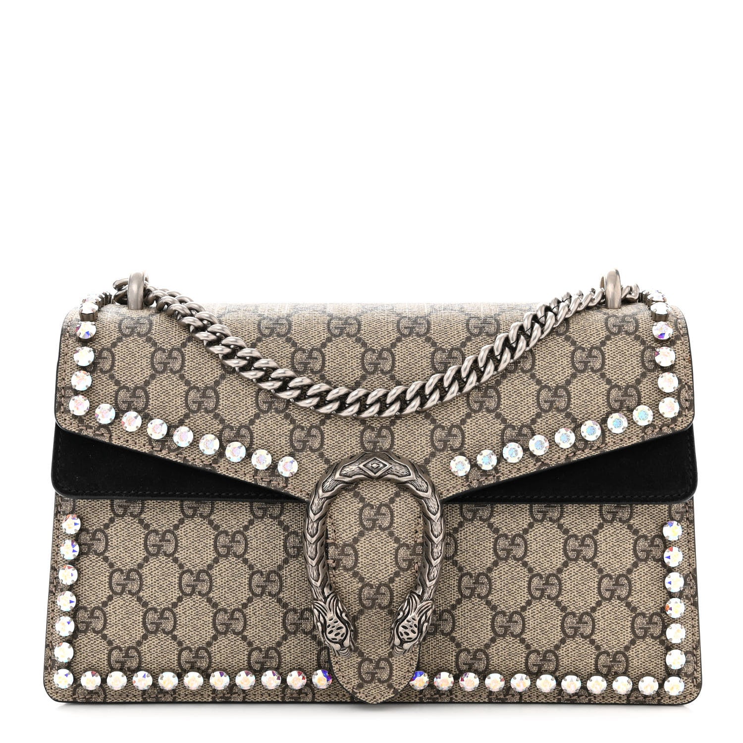 Gucci GG Supreme Monogram Crystal Small Dionysus Shoulder Bag Black 1 of 11